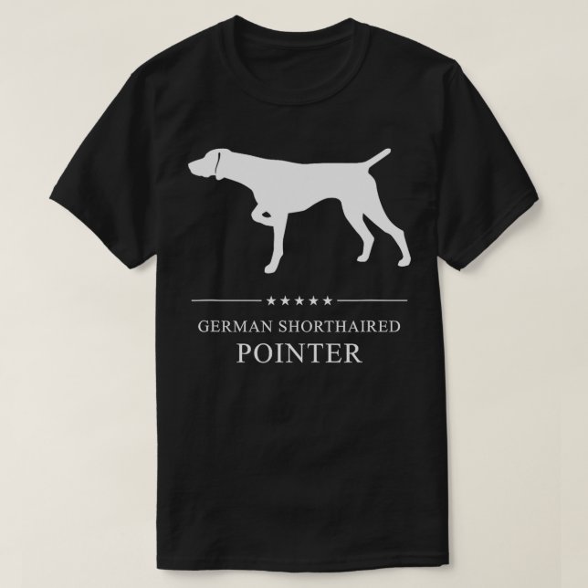 German Shorthaired Pointer Dog White Silhouette  T-Shirt (Design Front)
