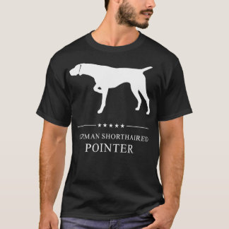 German Shorthaired Pointer Dog White Silhouette  T-Shirt