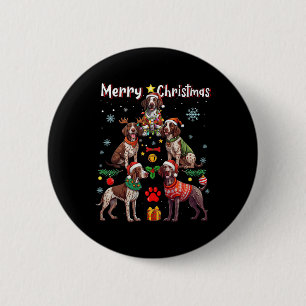 German Shorthaired Pointer Dogs Merry Christmas Tr 2 Inch Round Button