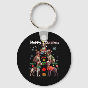 German Shorthaired Pointer Dogs Merry Christmas Tr Keychain