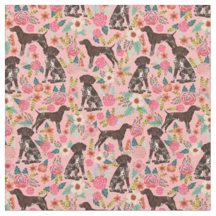 German Shorthaired Pointer florals pink Fabric