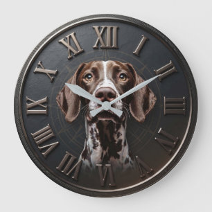 German Shorthaired Pointer Front Dog Art Pet Large Clock