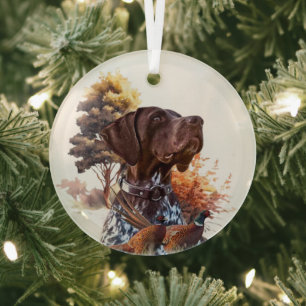 German shorthaired pointer glass ornament