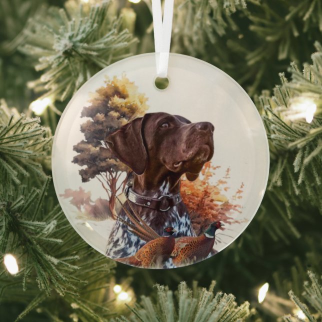 German shorthaired pointer glass ornament (Insitu)