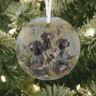 German Shorthaired Pointer  Glass Ornament