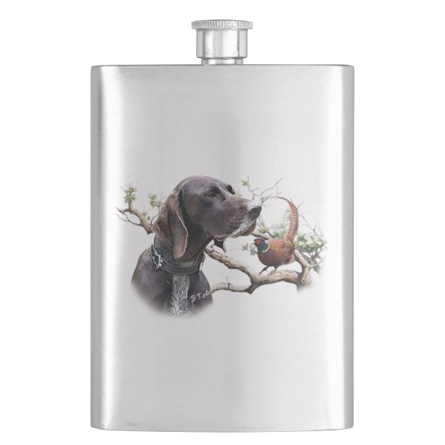German shorthaired pointer, gsp hip flask (Front)
