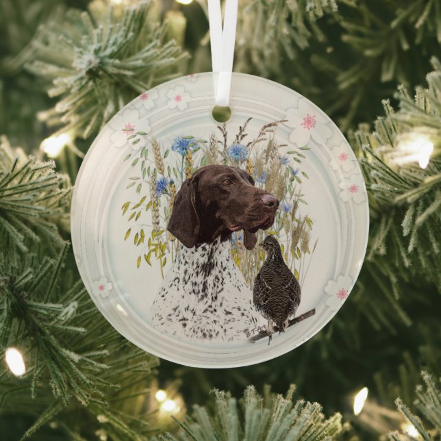 German Shorthaired Pointer  GSP Metal Ornament (Insitu)