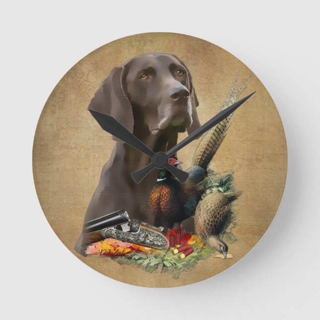 German Shorthaired Pointer GSP     Round Clock (Front)