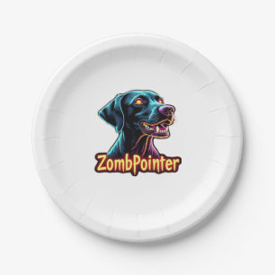 German Shorthaired Pointer GSP Zombie Dog Hallowee Paper Plate