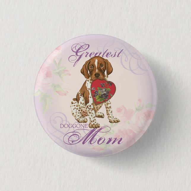 German Shorthaired Pointer Heart Mom 1 Inch Round Button (Front)