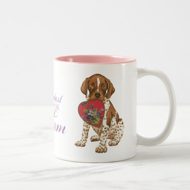 German Shorthaired Pointer Heart Mom Two-Tone Coffee Mug (Right)