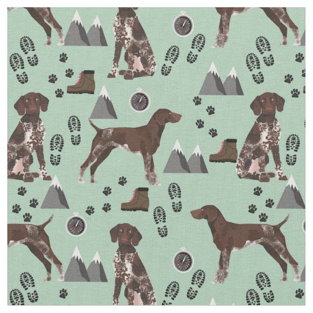 German Shorthaired Pointer hiking dog mint Fabric (Close Up)