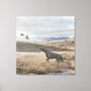 German Shorthaired Pointer hunt quail , Art  Canvas Print