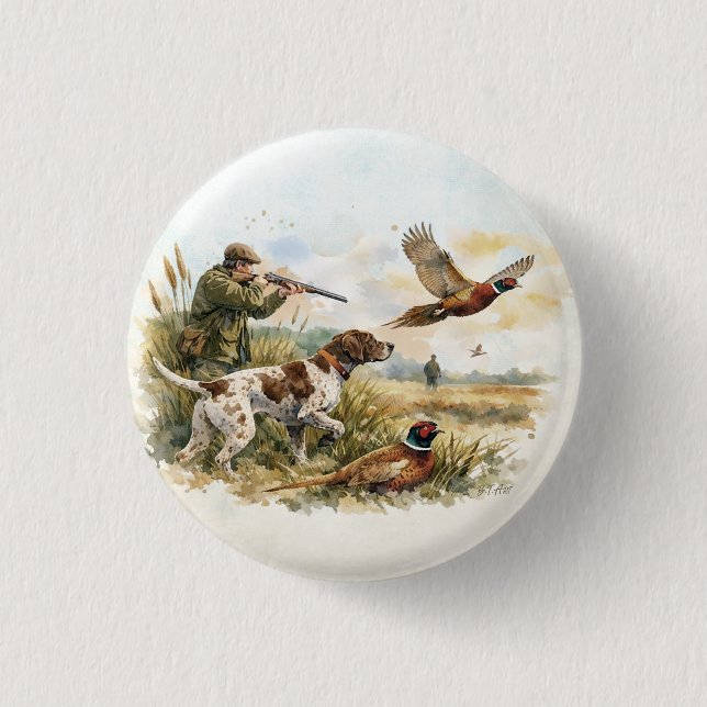 German Shorthaired Pointer ,hunting 1 Inch Round Button (Front)