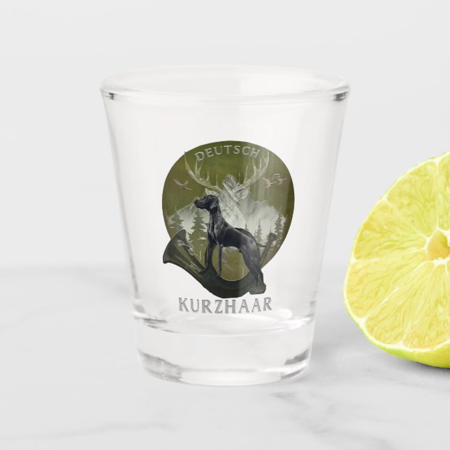 German Shorthaired Pointer , Hunting  logo  Shot Glass (Front)