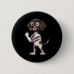 German Shorthaired Pointer I Love Grandpa Funny Do 2 Inch Round Button