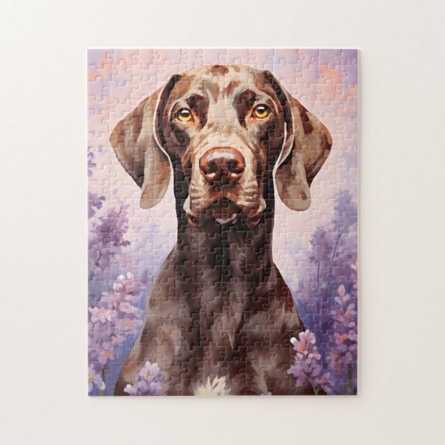 German Shorthaired Pointer in Lavender field Jigsaw Puzzle (Vertical)
