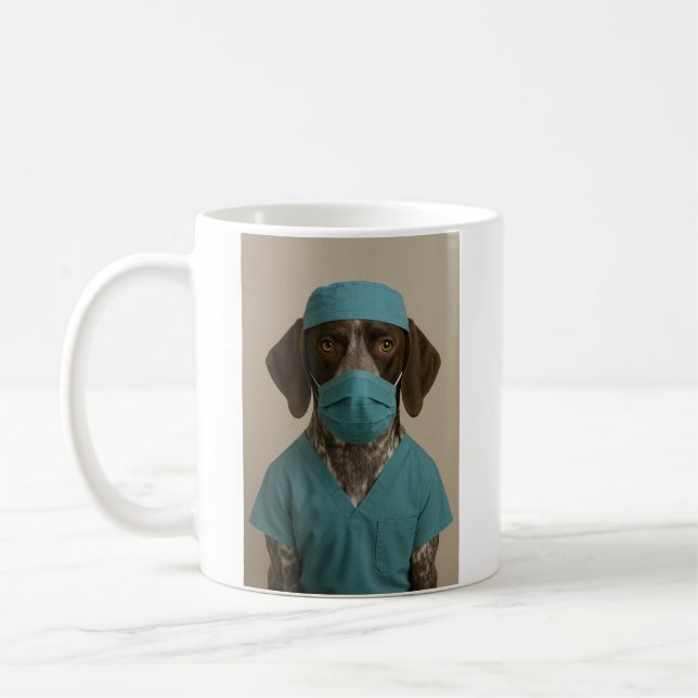 German Shorthaired Pointer in Scrubs Coffee Mug (Left)