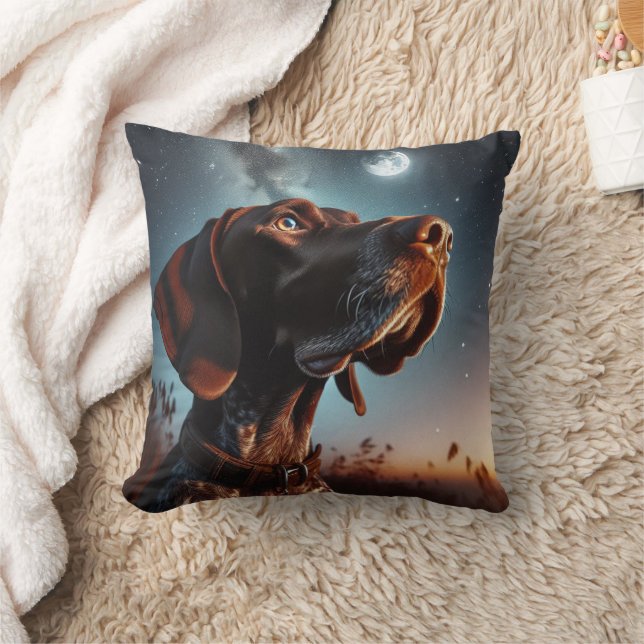 German Shorthaired Pointer in the Night Sky Stars Throw Pillow (Blanket)