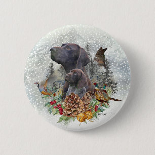 German Shorthaired Pointer in winter  2 Inch Round Button