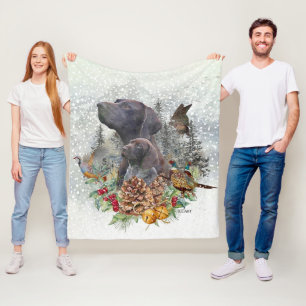 German Shorthaired Pointer in winter  Fleece Blanket