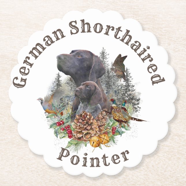 German Shorthaired Pointer in winter   Paper Coaster (Front)