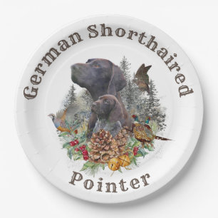 German Shorthaired Pointer in winter    Paper Plat Paper Plate