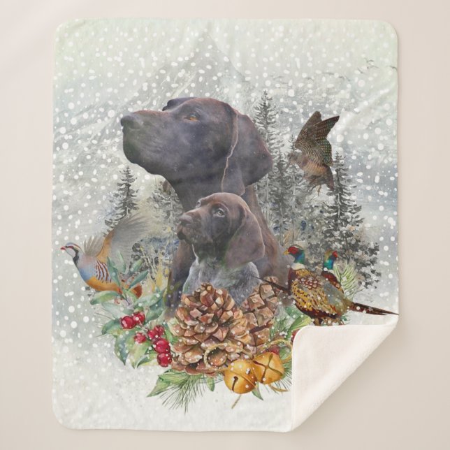 German Shorthaired Pointer in winter Sherpa Blanket (Front)