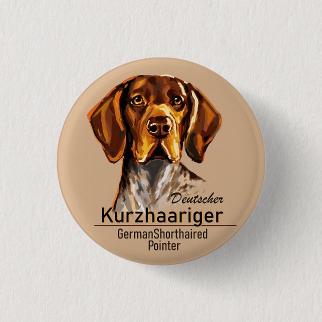 German Shorthaired Pointer Kurzhaar Keychain 1 Inch Round Button (Front)