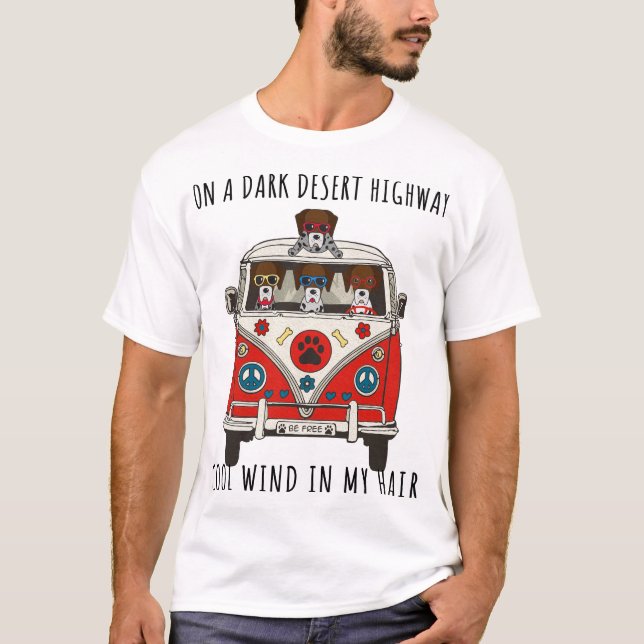 German Shorthaired Pointer On A Dark Desert Highwa T-Shirt (Front)