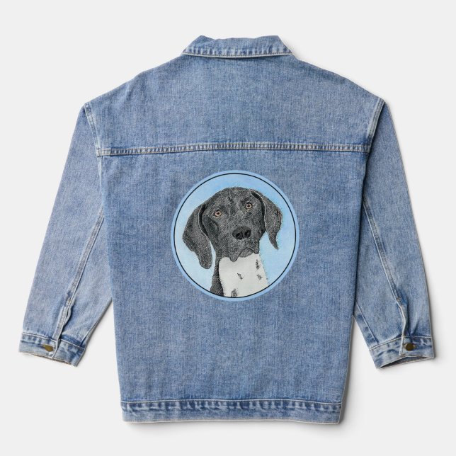 German Shorthaired Pointer Painting - Dog Art Denim Jacket (Back)