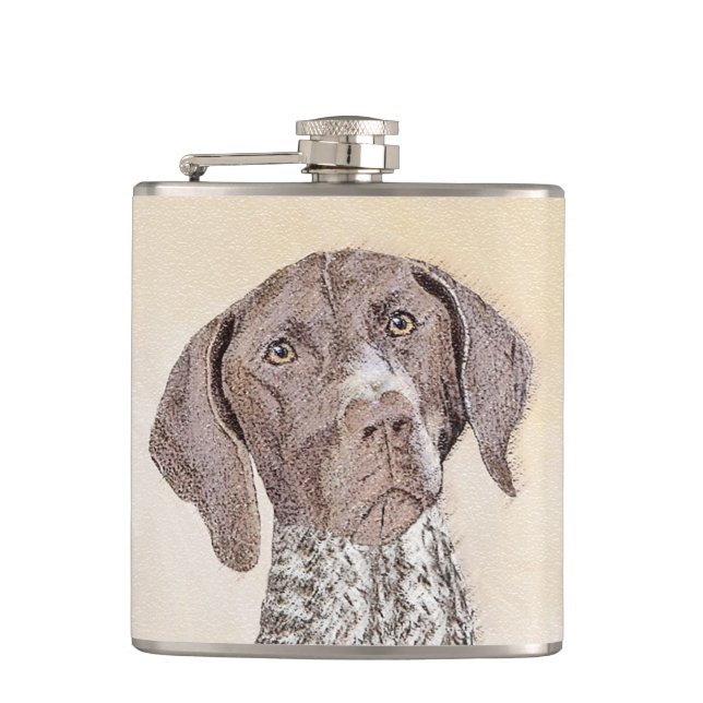 German Shorthaired Pointer Painting - Dog Art Hip Flask (Front)