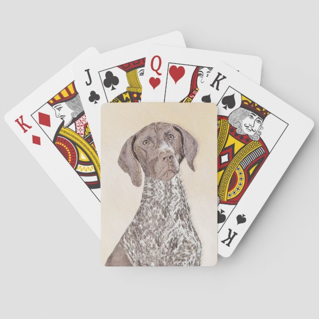 German Shorthaired Pointer Painting - Dog Art Playing Cards (Back)