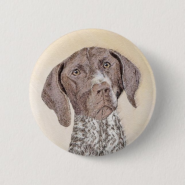 German Shorthaired Pointer Painting - Original Art 2 Inch Round Button (Front)