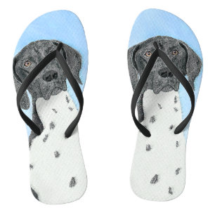 German Shorthaired Pointer Painting - Original Art Flip Flops