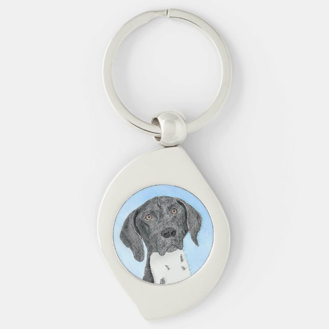 German Shorthaired Pointer Painting - Original Art Keychain (Front)