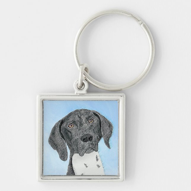 German Shorthaired Pointer Painting - Original Art Keychain (Front)