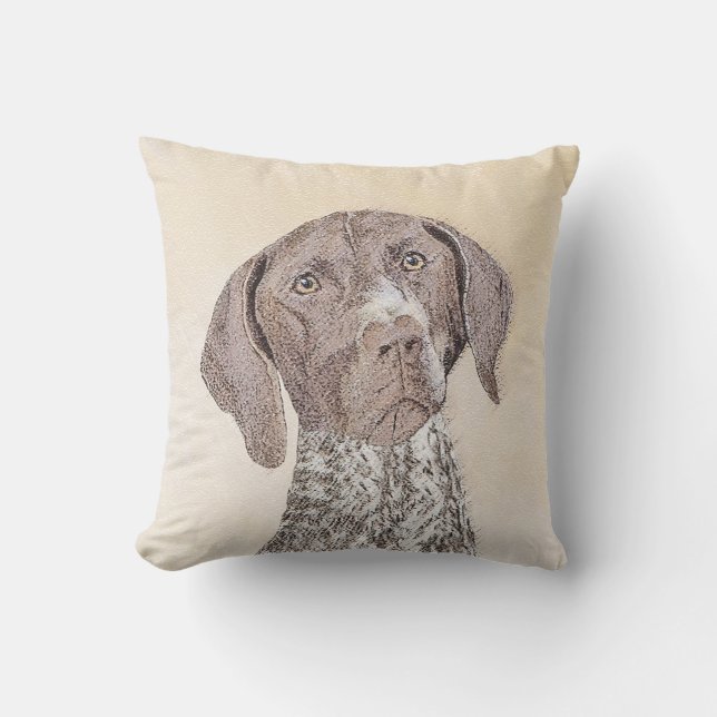 German Shorthaired Pointer Painting - Original Art Outdoor Pillow (Front)