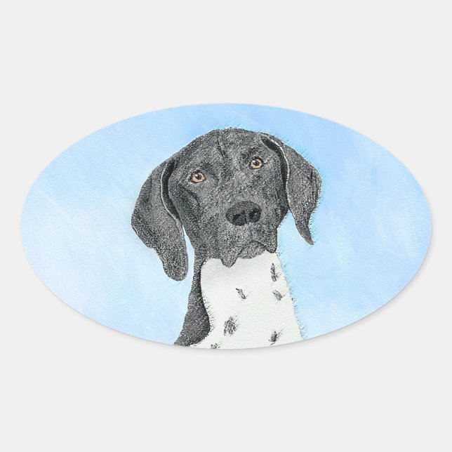 German Shorthaired Pointer Painting - Original Art Oval Sticker (Front)
