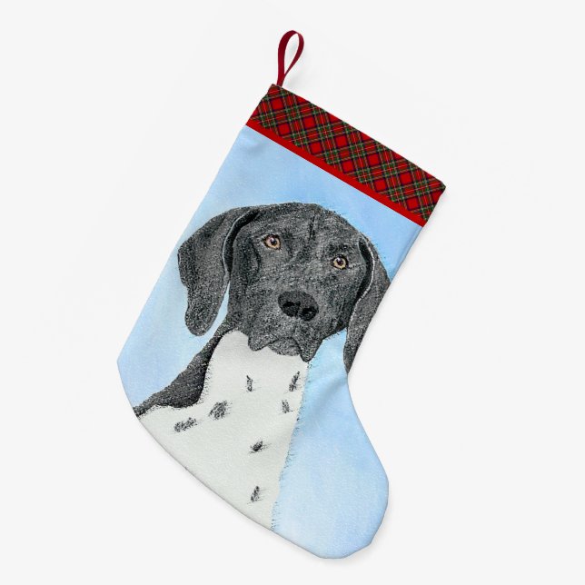 German Shorthaired Pointer Painting - Original Art Small Christmas Stocking (Front (Hanging))