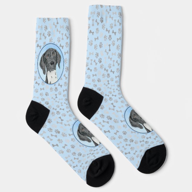 German Shorthaired Pointer Painting - Original Art Socks (Right)