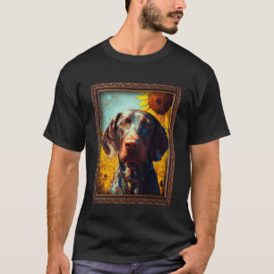 German Shorthaired Pointer Painting Sunflower Flow T-Shirt