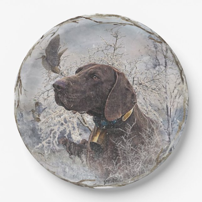 German Shorthaired Pointer Paper Plate (Front)