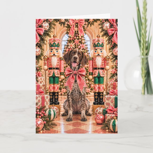 German Shorthaired Pointer Pink Nutcracker Card (Front)
