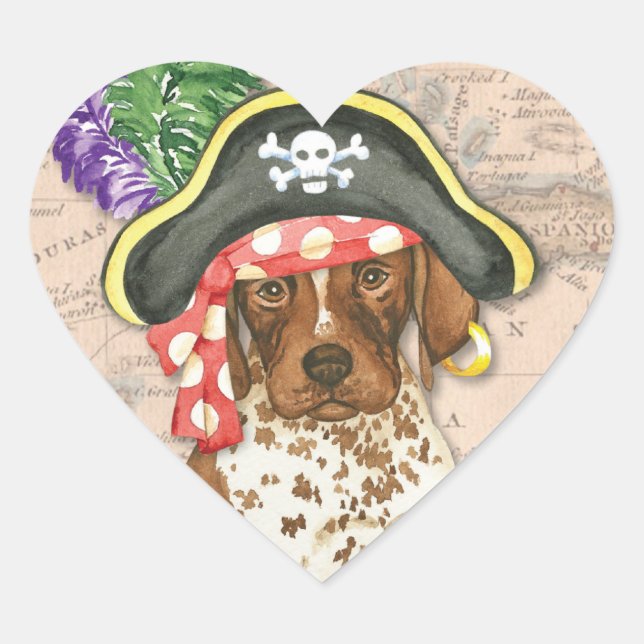 German Shorthaired Pointer Pirate Heart Sticker (Front)