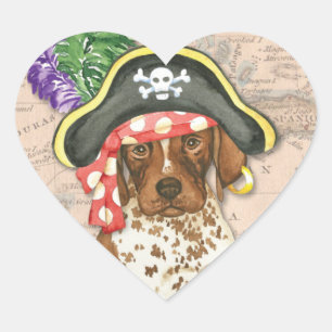 German Shorthaired Pointer Pirate Heart Sticker