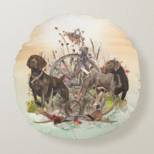 German Shorthaired Pointer Round Pillow