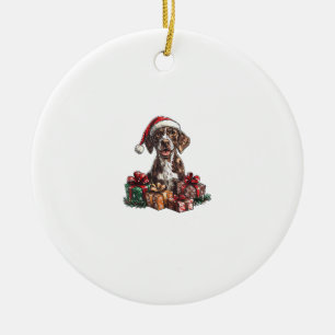 German Shorthaired Pointer Santa Hat Christmas GSP Ceramic Ornament