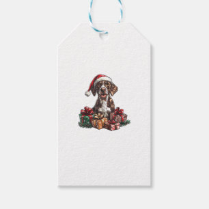 German Shorthaired Pointer Santa Hat Christmas GSP Gift Tags
