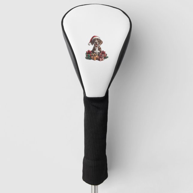 German Shorthaired Pointer Santa Hat Christmas GSP Golf Head Cover (Front)